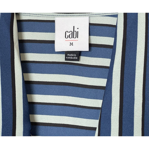 CABI striped & floral sleeveless blouse zip front Medium - Picture 3 of 5